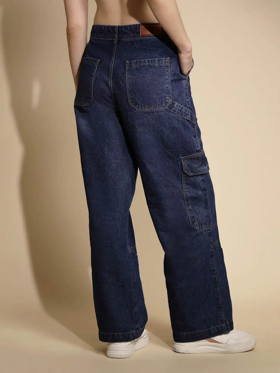 Blue Solid Boyfriend Fit Mid Rise jeans - Global Republic