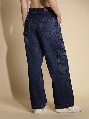 Blue Solid Boyfriend Fit Mid Rise jeans