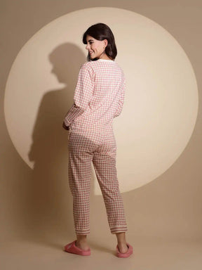 Pink Hosiery Abstract Print Top & Pyjamas Night Suit Set