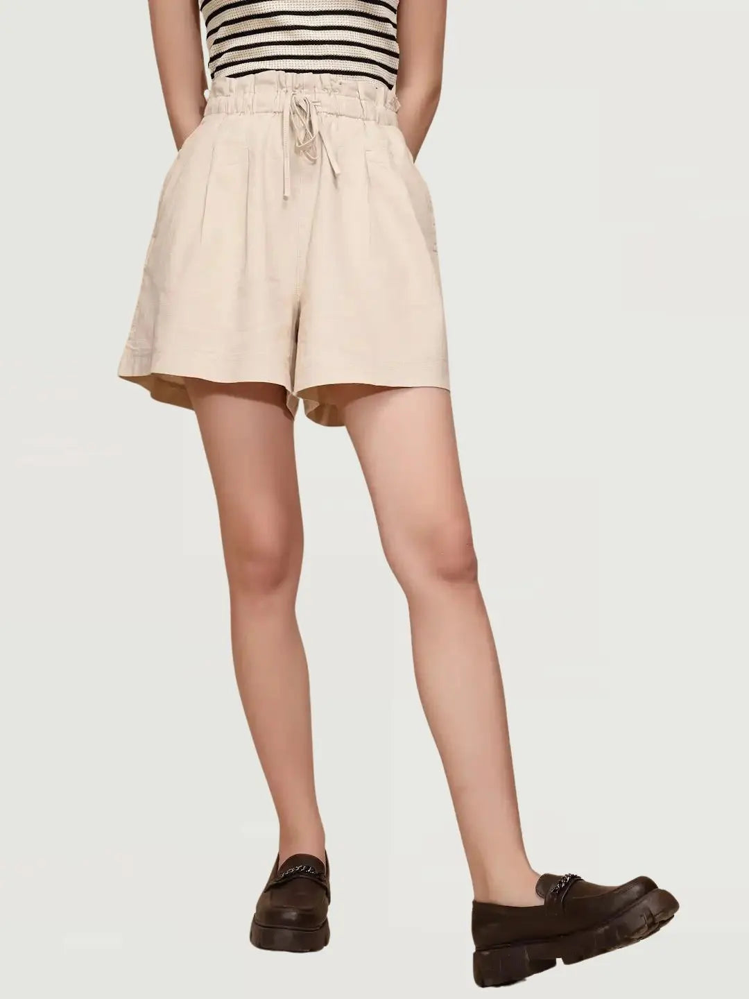 Natural Linen Blend Relaxed Shorts - Global Republic