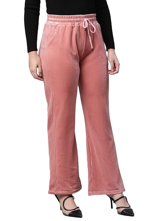 Women Pink  Corduroy High Rise Flared Leg Lower - Global Republic