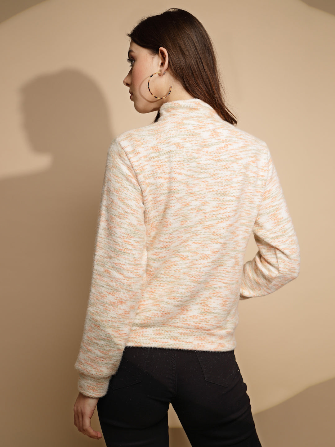 White & Orange Abstract Acrylic Sweatshirt - Global Republic