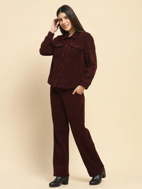 Wine Poly Blend Co-Ord Set