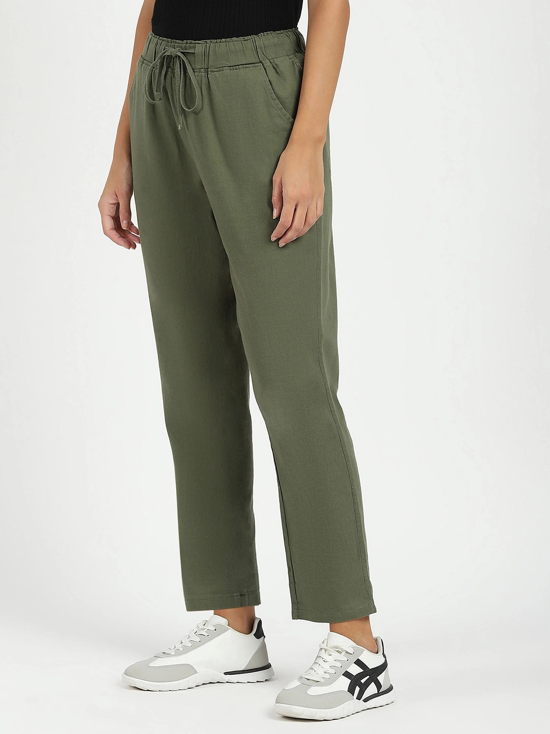 Olive Regular Fit Cotton Lower