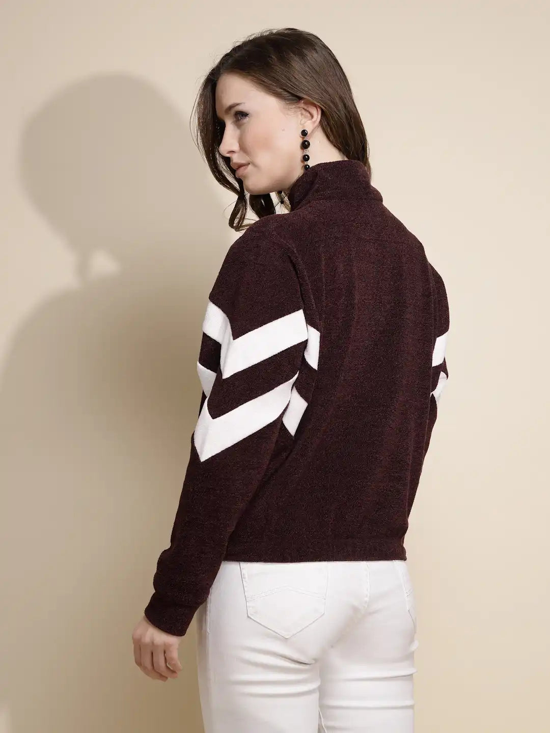 Wine Batwing Polyester Sweatshirt
