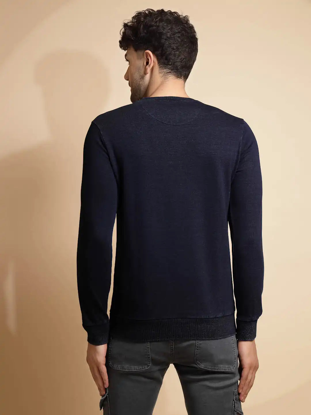 Blue Solid Full Sleeve Hosiery Sweatshirt