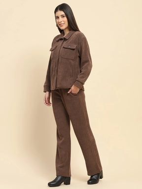 Brown Poly Blend Co-Ord Set