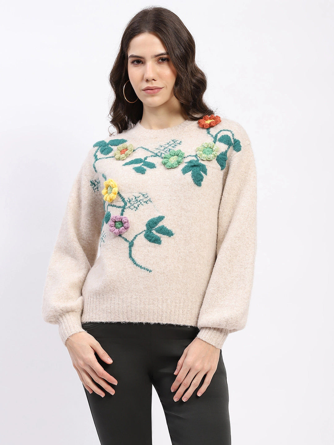 Floral 3D Embellished Pullover - Global Republic