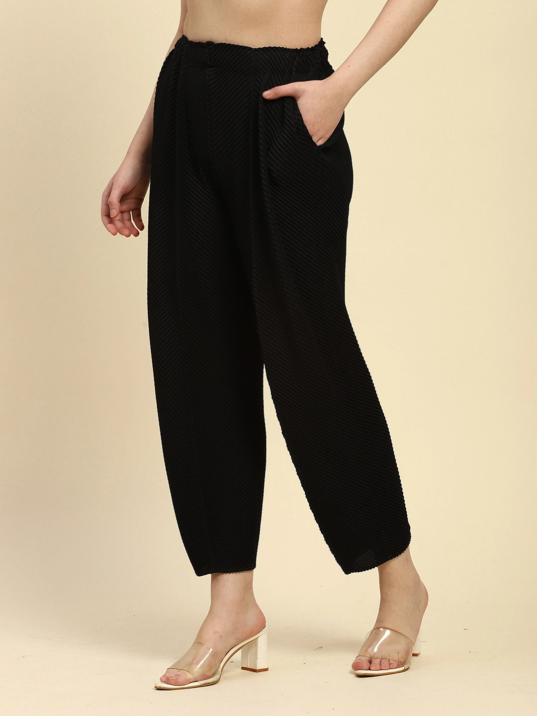 Black Poly Blend Co-ord Set