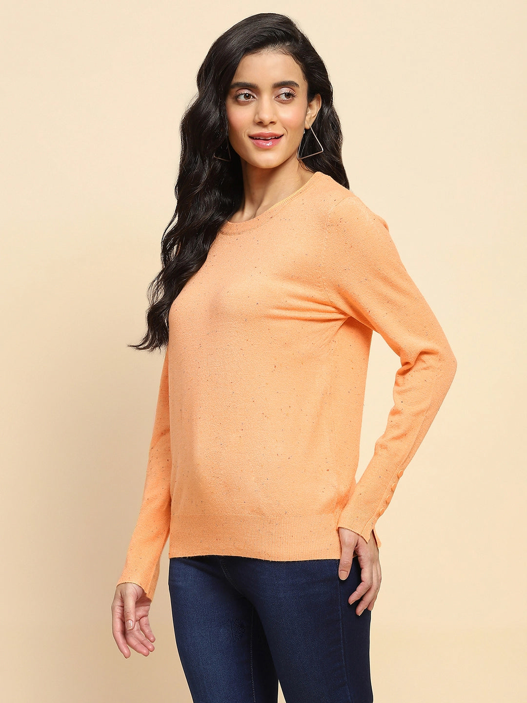 Orange Viscose Blend Pullover - Global Republic