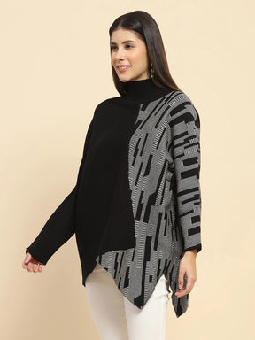 Black Wool Blend Loose Fit Pullover