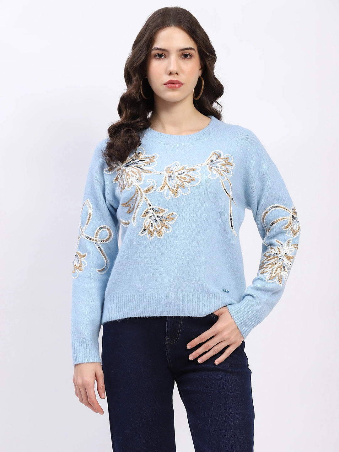 Floral Sequin Embroidered Pullover - Global Republic