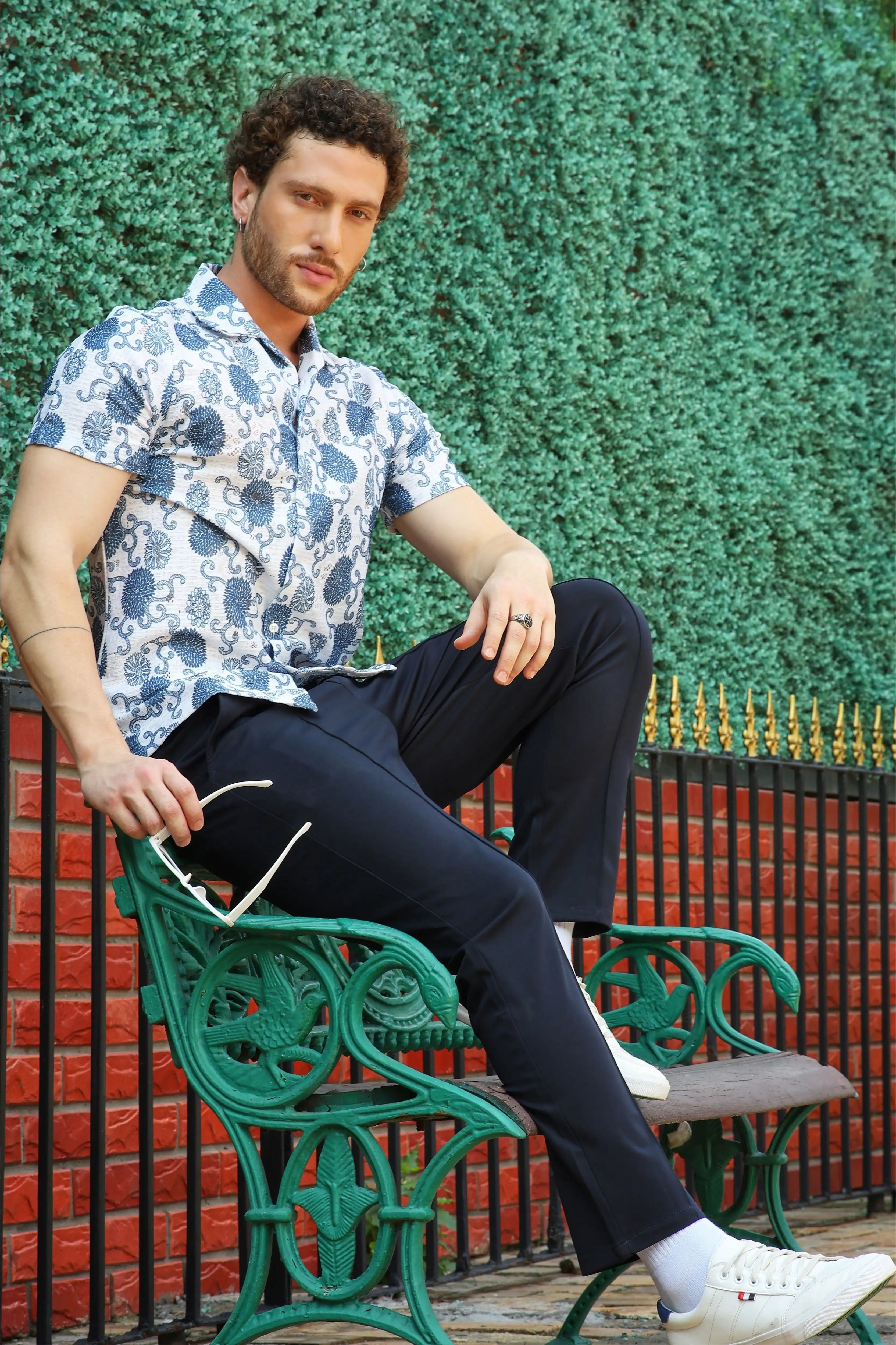 Blue Floral Print Shirt