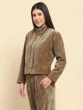 Olive Poly Blend Short Winter Jacket
