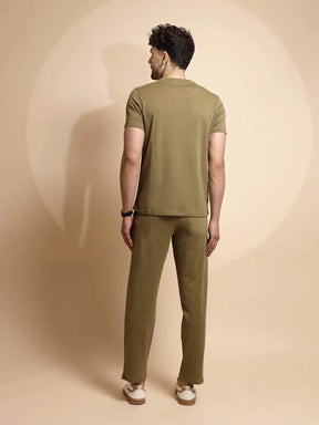 Green Solid Half Sleeve Polyester Night Sets