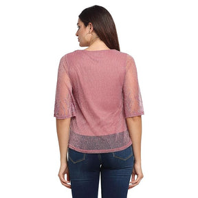 Women Pink Round Neck Solid Top