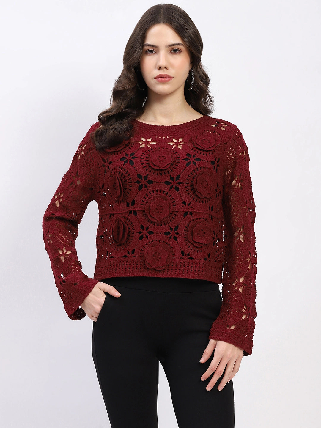 Floral Crochet Woven Top - Global Republic