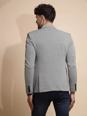 Black Solid Full Sleeve Collared Neck Tweed Coat