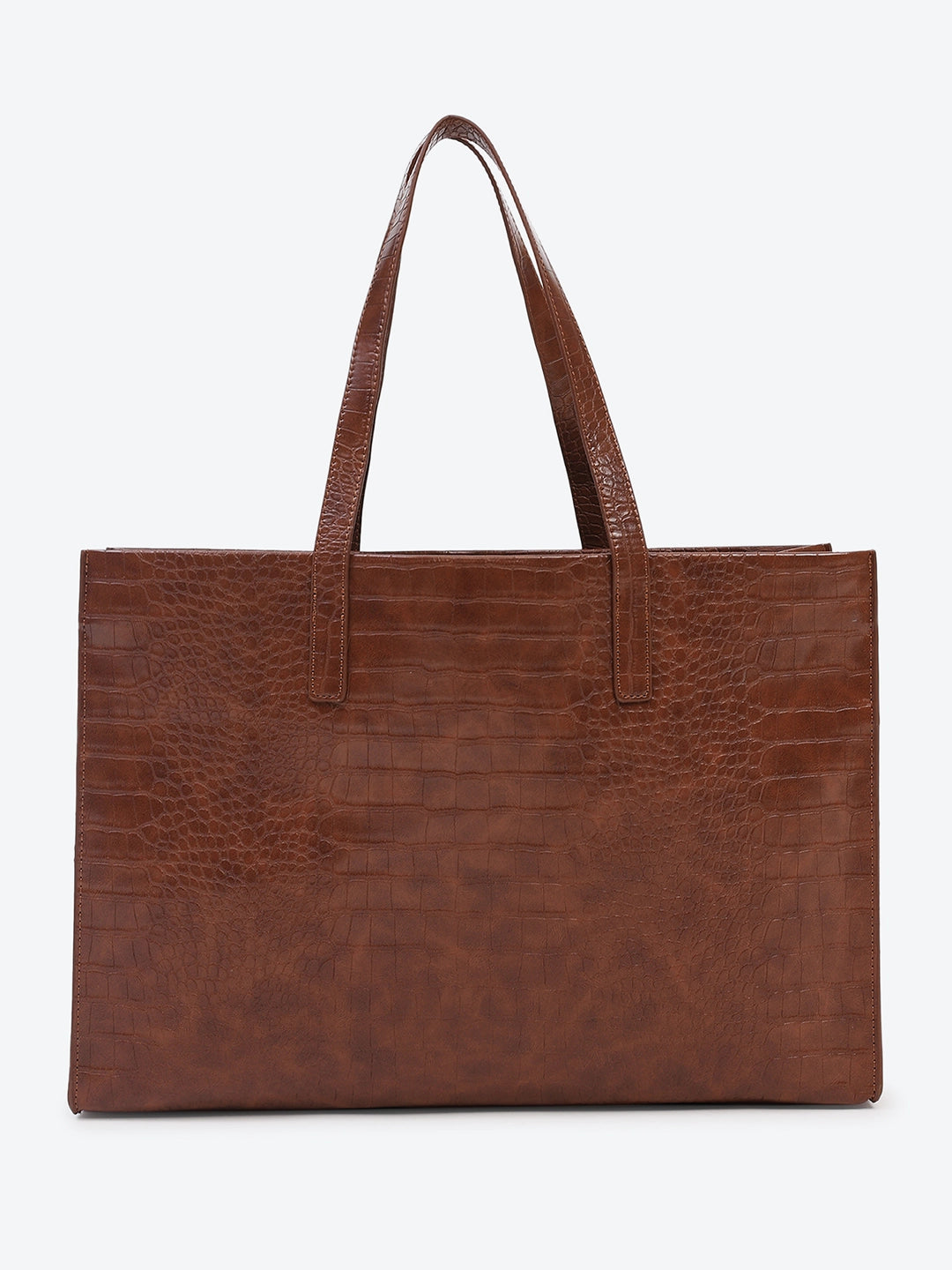 Brown Textured Oversized Tote Bag - Global Republic