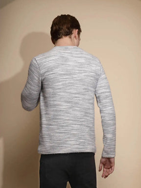 Grey Abstract Print Full Sleeve Round Neck Acrylic Sweatshirt