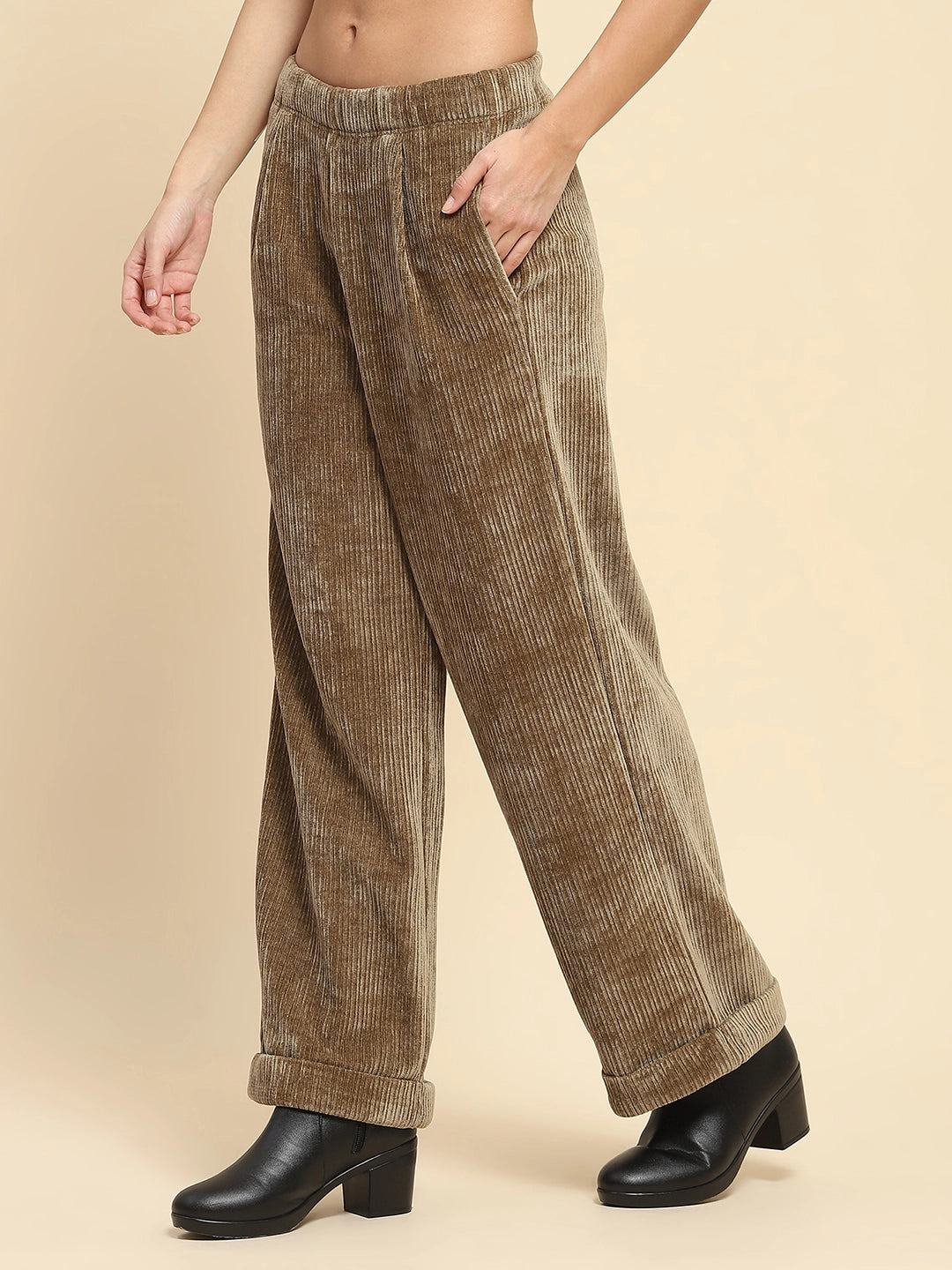 Olive Poly Blend Solid Loose Lower