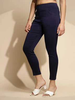 Women Navy Blue Mid-Rise Stretchable Jegging