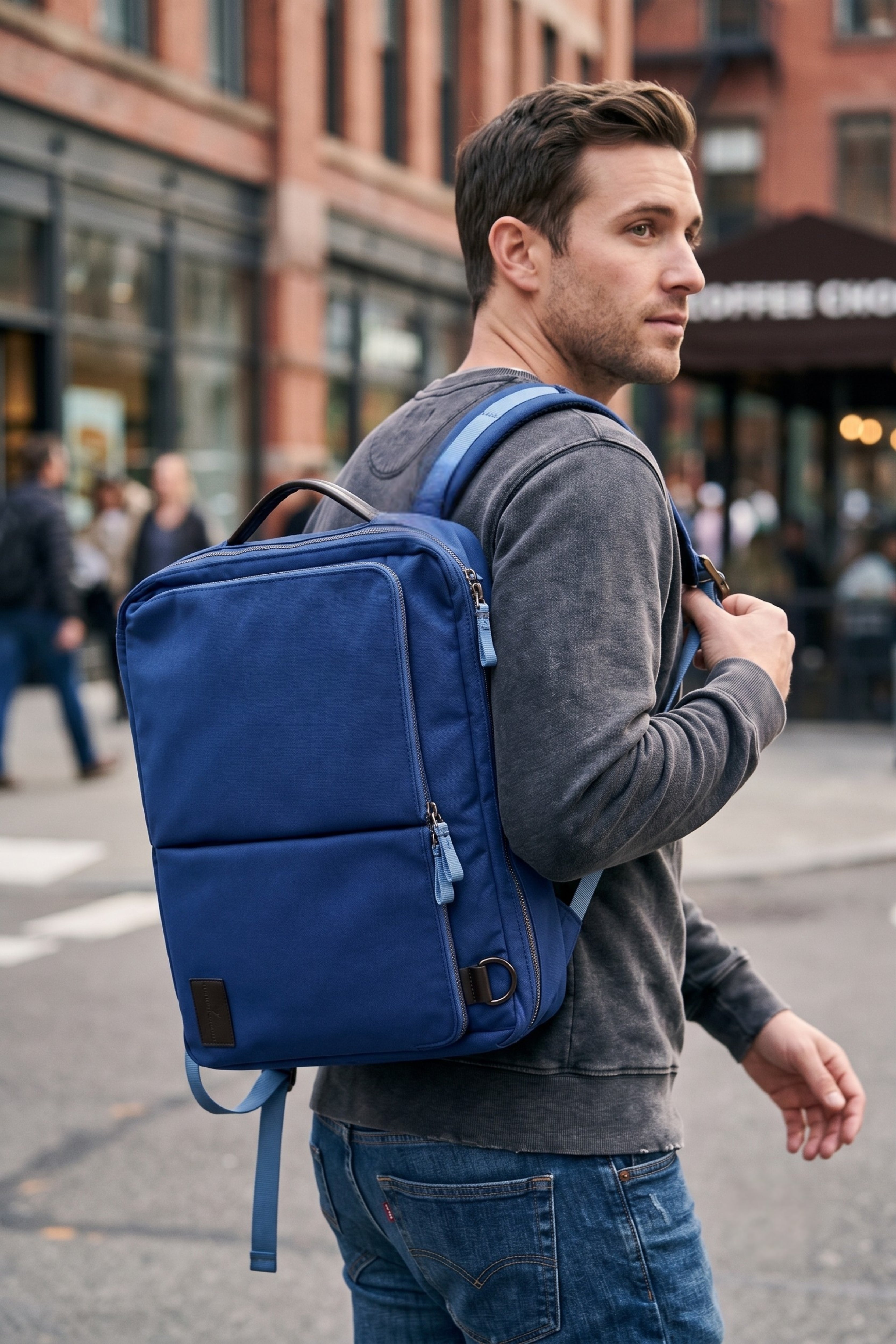 Blue Convertible Laptop Backpack