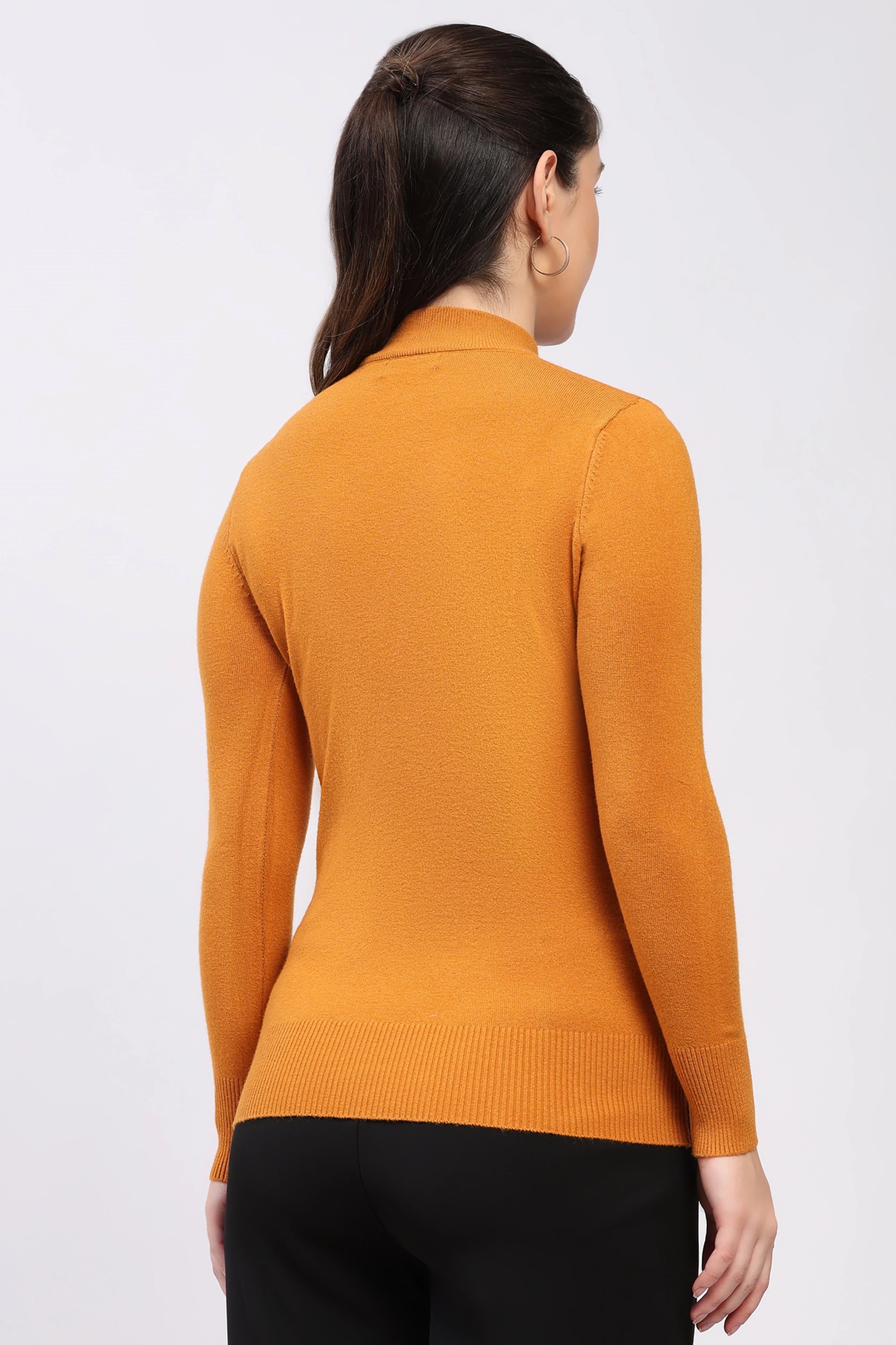 Ginger Solid High-Neck Pullover-Global Republic