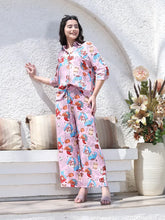 Pink Graphic Print Rayon Loose Fit Lower