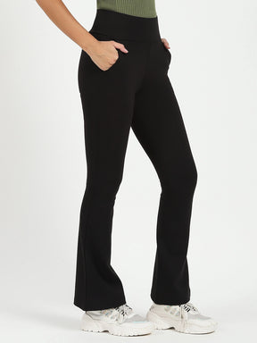Black Stretchable Bootcut Trouser - Global Republic