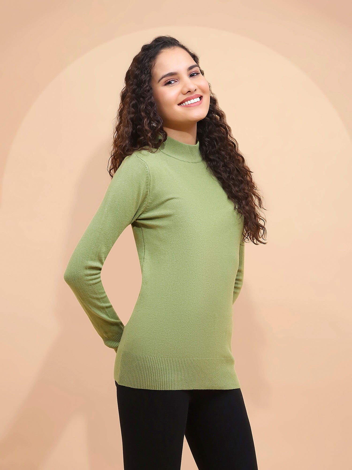 Olive Turtle Neck Slim Skivvy Pullover