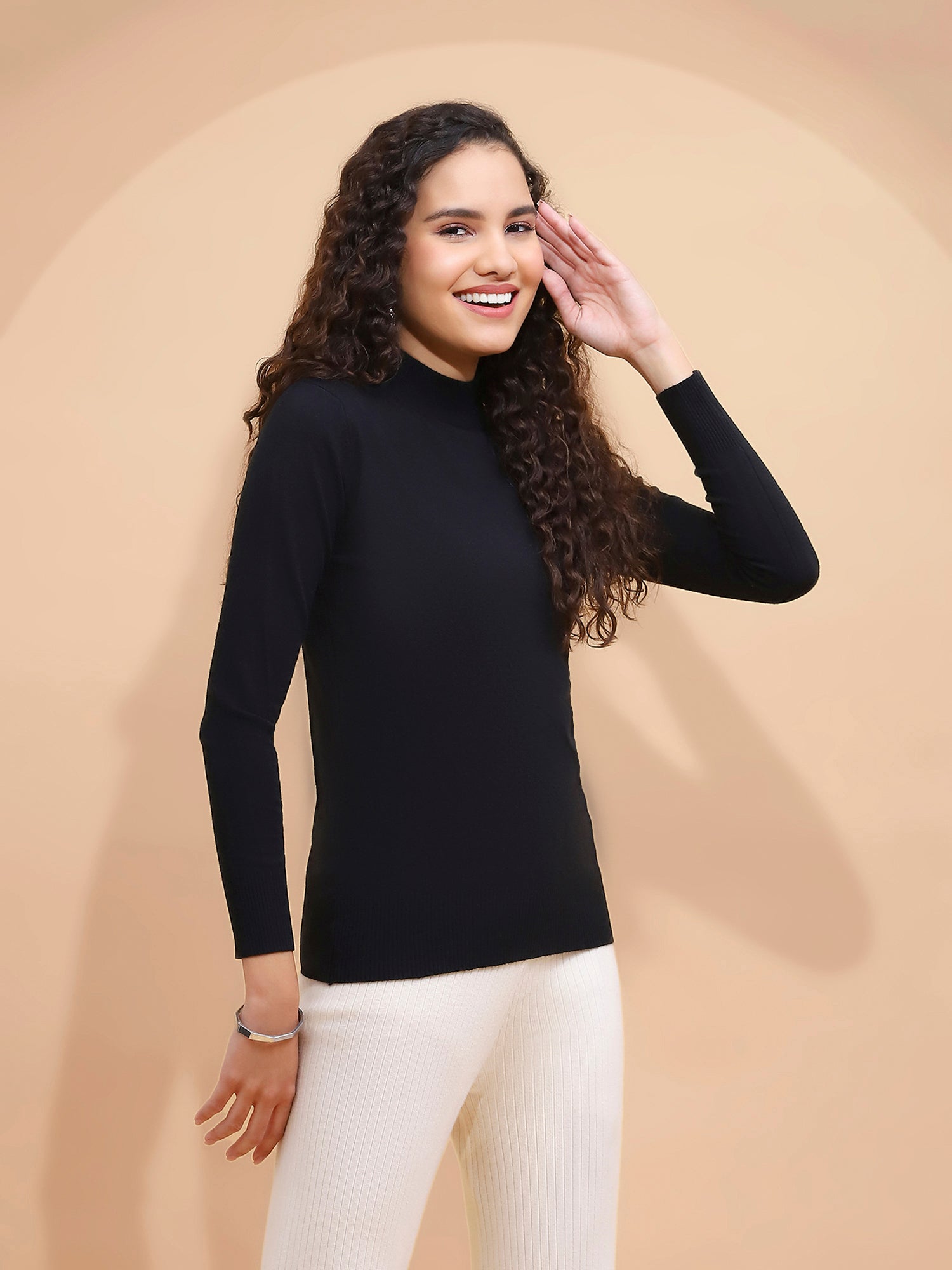 Black Turtle Neck Slim Skivvy Pullover