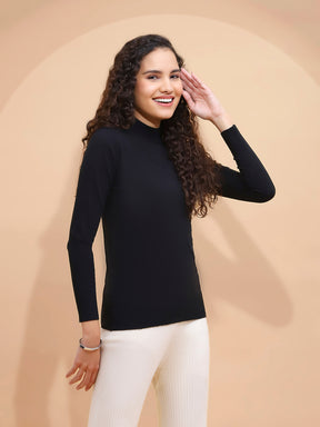Black Turtle Neck Slim Skivvy Pullover