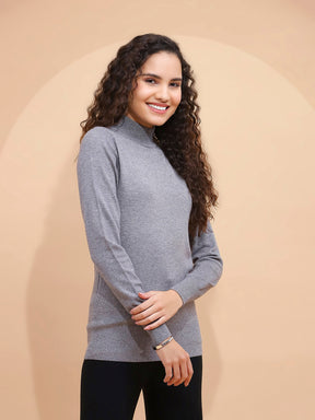 Grey & Silver Turtle Neck Skivvy Top