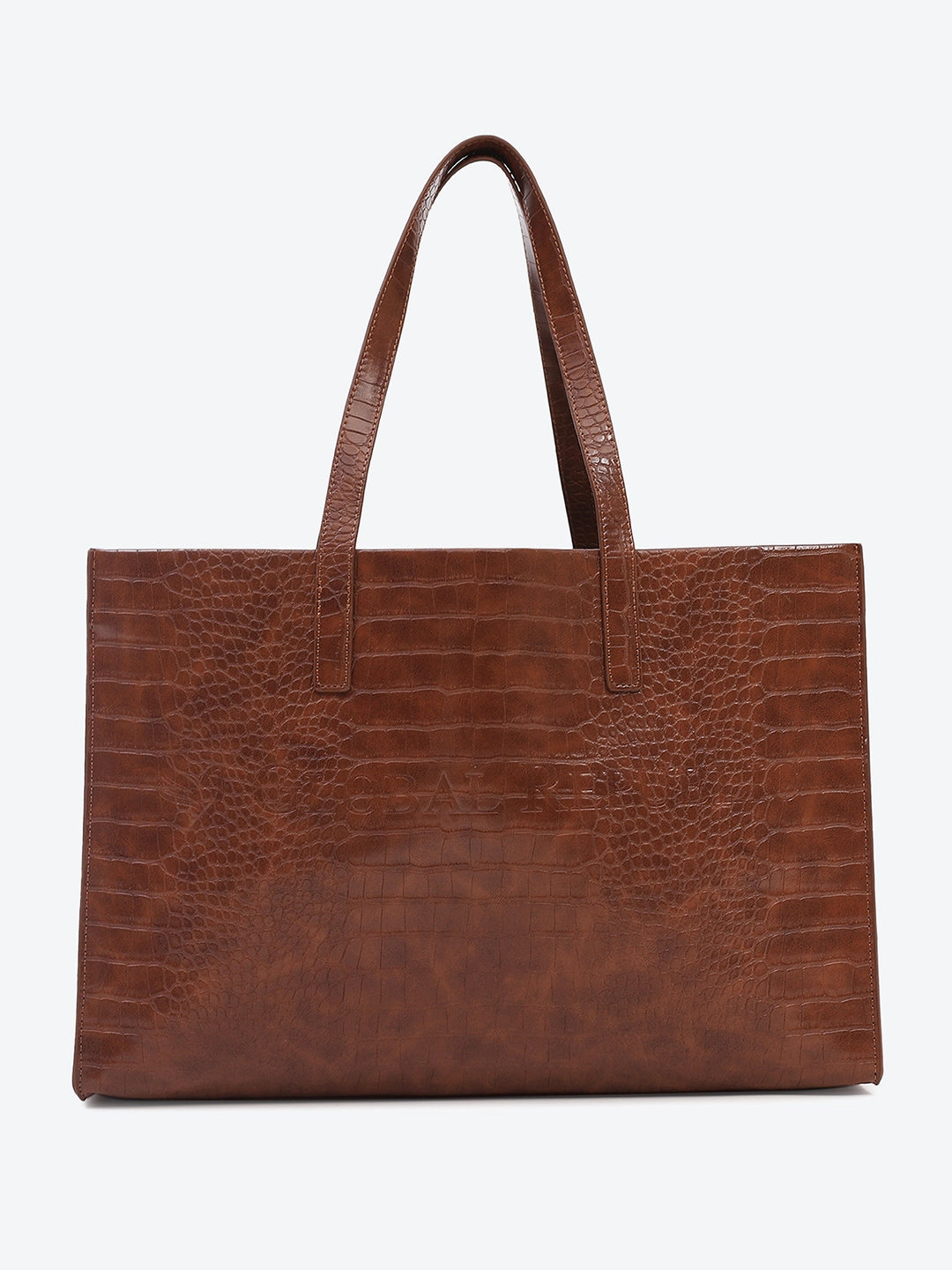 Brown Textured Oversized Tote Bag - Global Republic