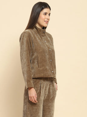 Olive Poly Blend Short Winter Jacket