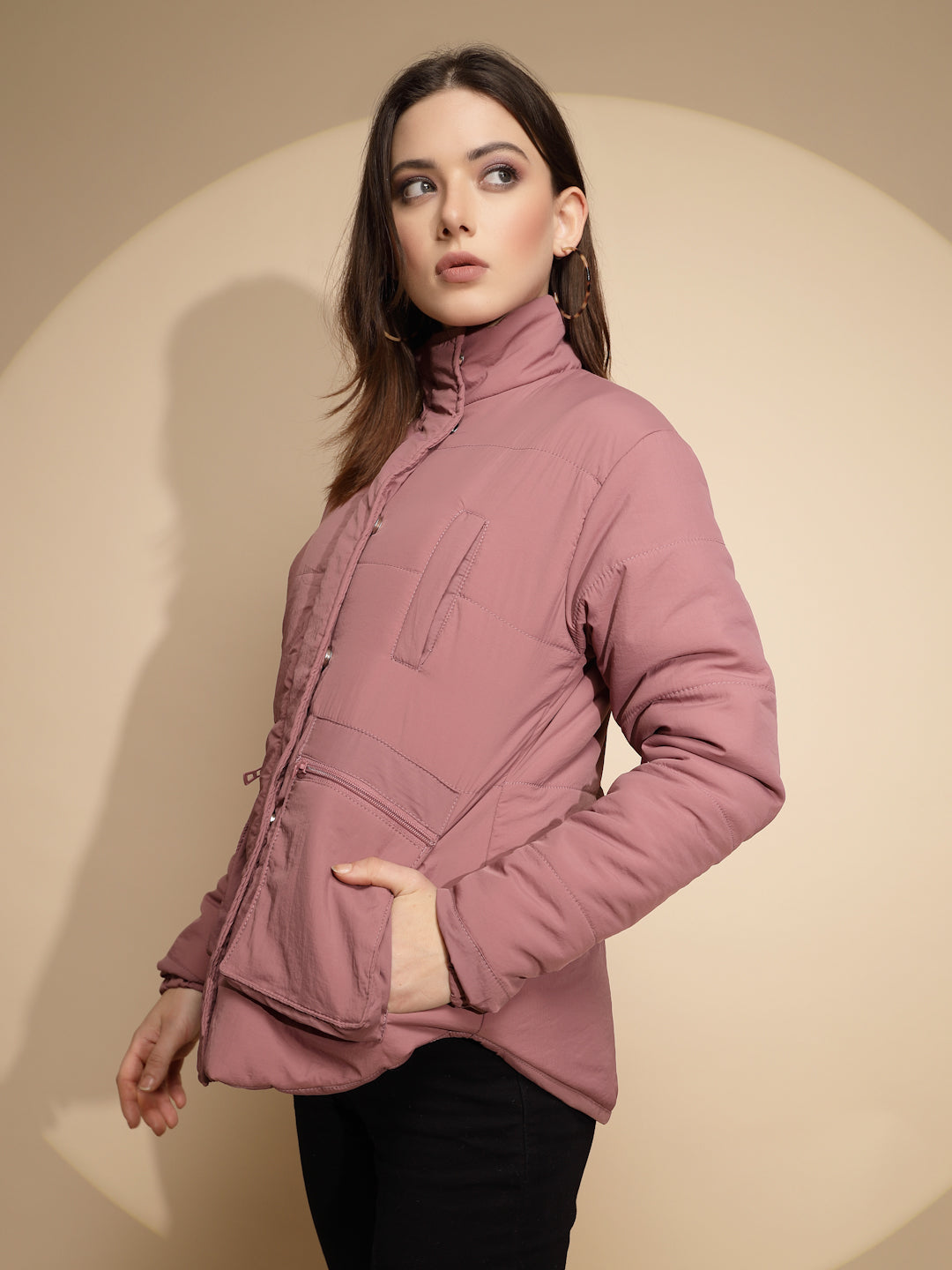 Plum Solid Regular Fit Jacket