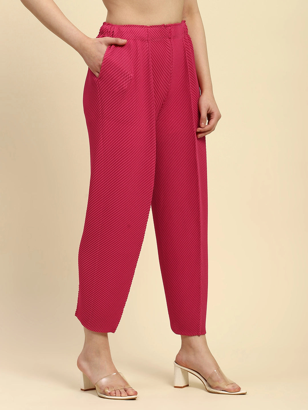 Hot Pink Poly Blend Co-ord Set