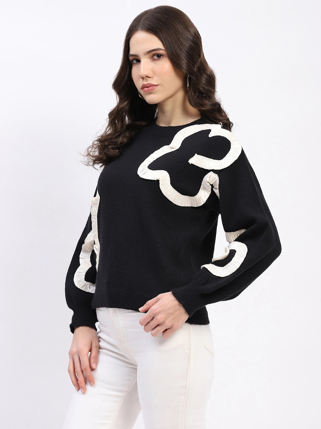 Ribbon Floral Embellished Pullover - Global Republic