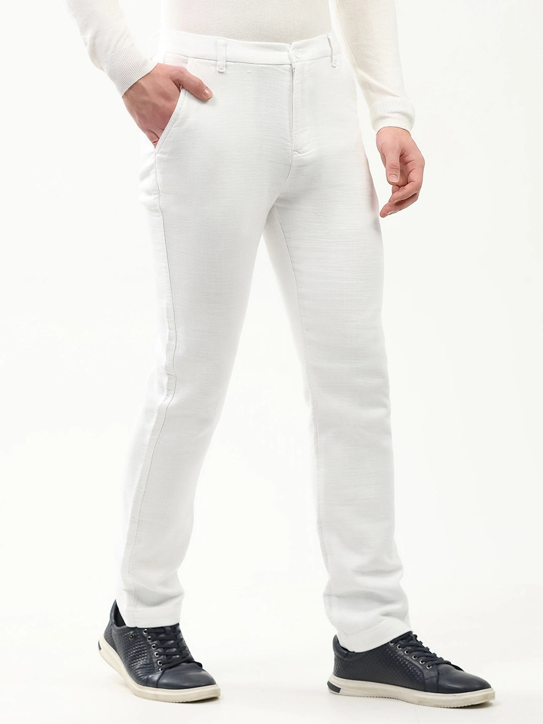Effortless Solid Cotton Trousers