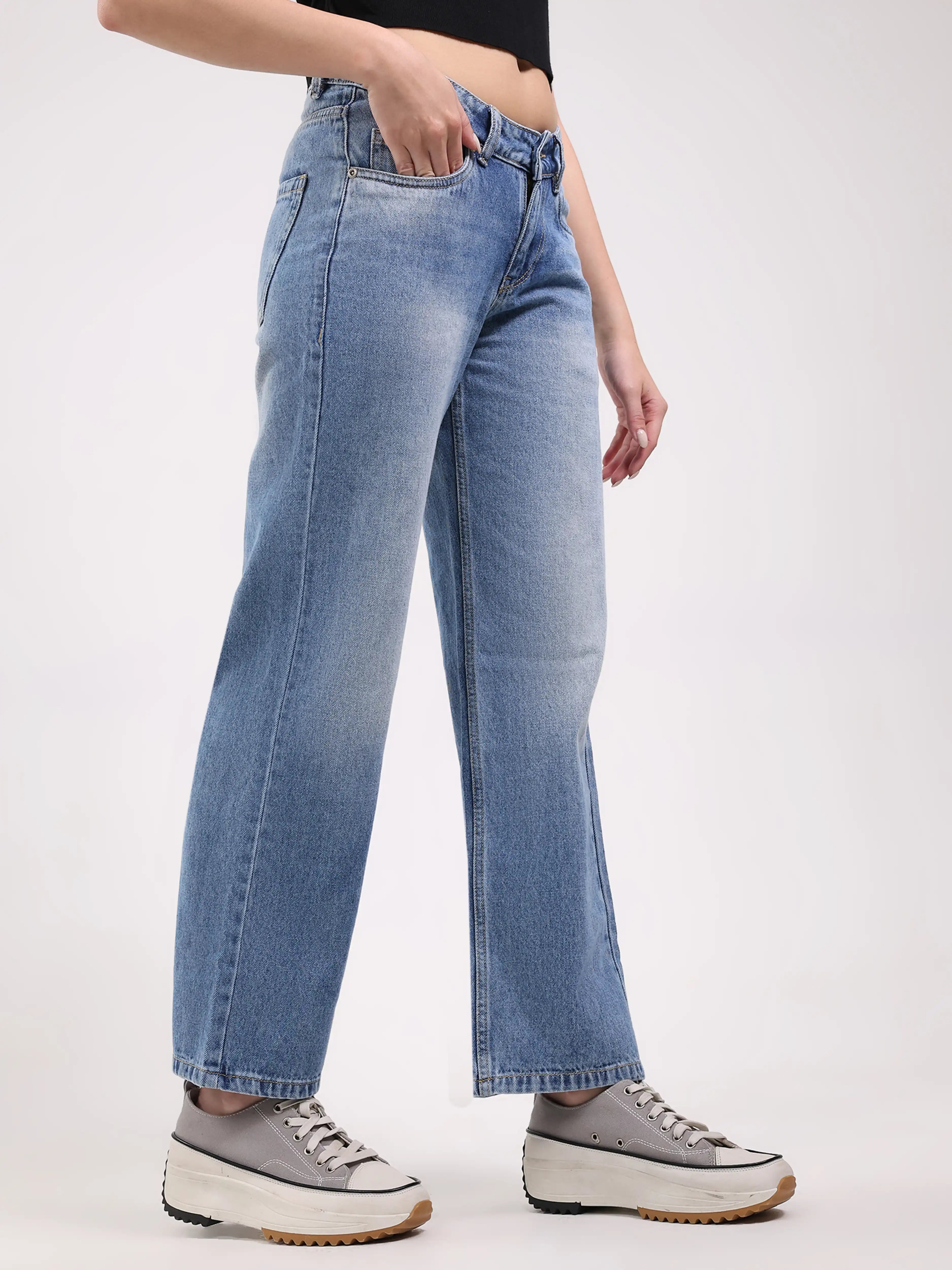 Light Blue Straight Leg Jeans