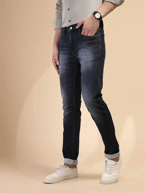 Solid Blue Mid Rise Denim Skinny fit Jeans