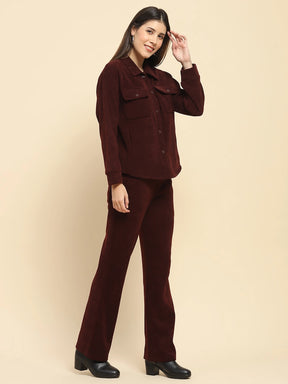 Wine Poly Blend Co-Ord Set