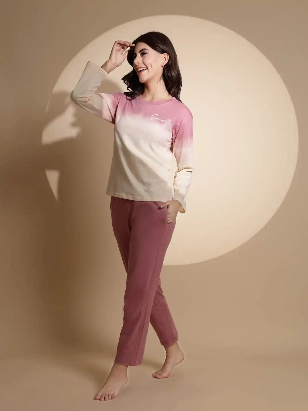 Maroon Hosiery Solid Top & Pyjama Night Suit Set - Global Republic