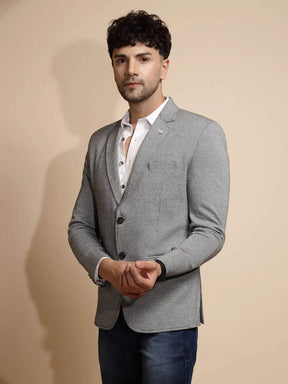 Black Solid Full Sleeve Collared Neck Tweed Coat