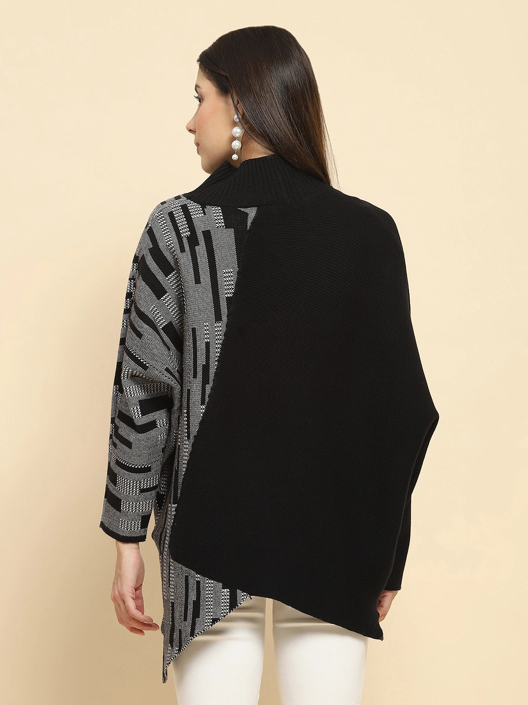Black Wool Blend Loose Fit Pullover