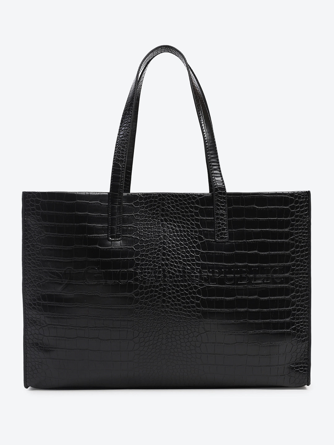 Black Textured Oversized Tote Bag - Global Republic