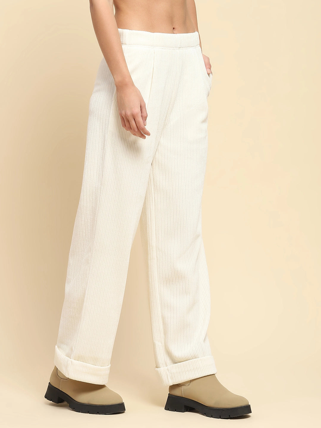 White  Solid Loose Lower - Global Republic