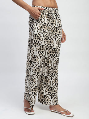 Black Rayon Abstract Print Nightsuit