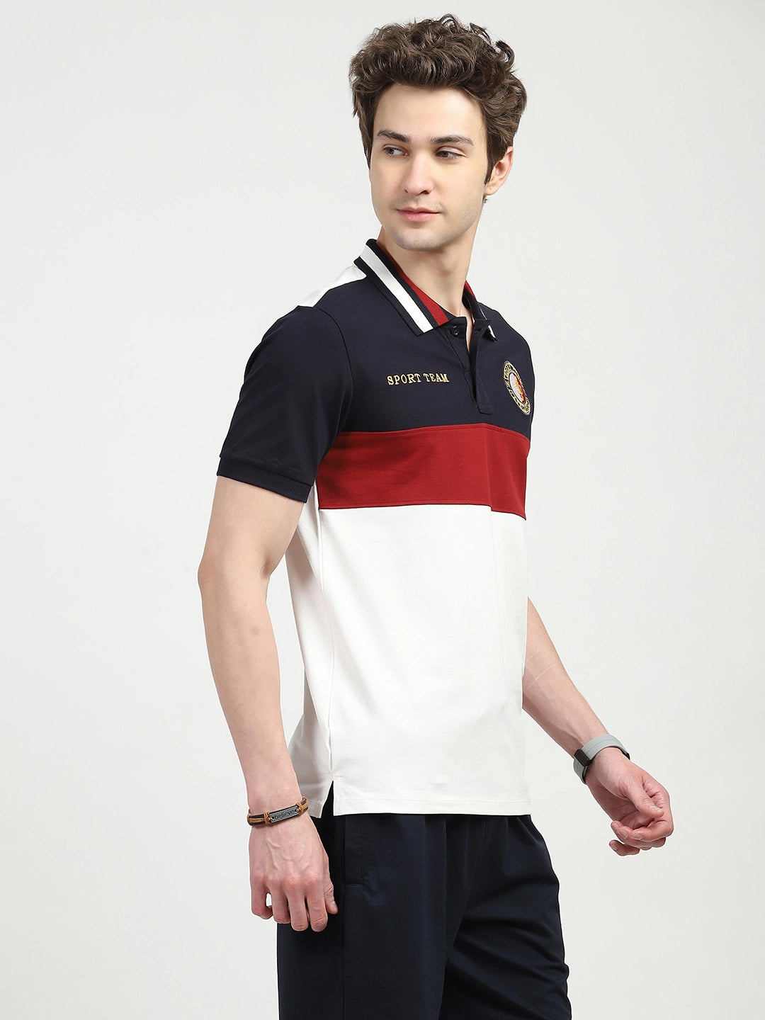 Color Block Cotton Polo T-shirt
